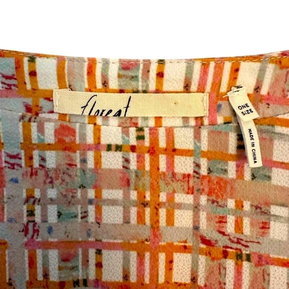 Anthropologie Floreat | Orange & Ivory Striped Boho Kimono Sleeve Top One Size - Picture 12 of 15